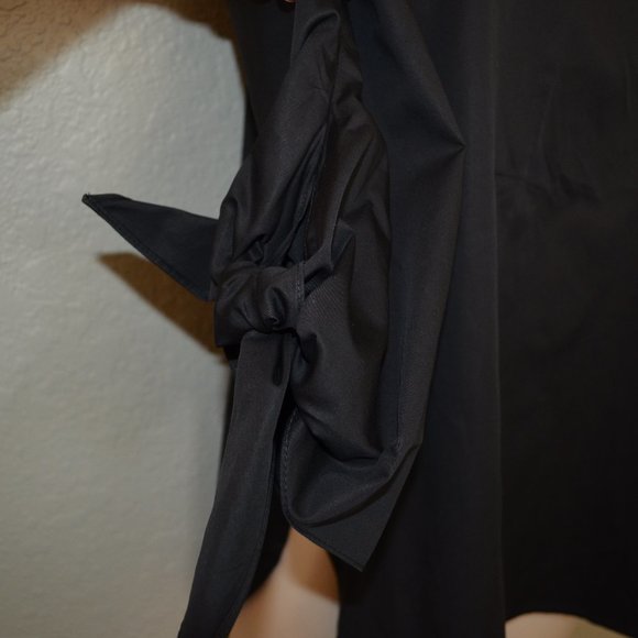 Sz 0 Tibi Black Off the Shoulder Tunic Shirt with Tie Sleeves - Picture 11 of 15